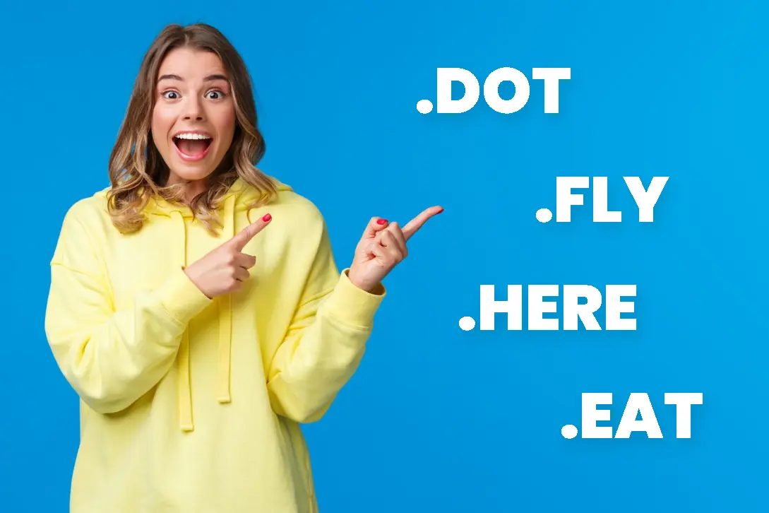 Logo 4 nové domény .DOT, .FLY, .HERE a .EAT v našej ponuke