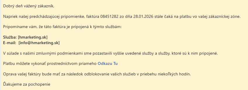 Podvodná správa poslaná menom SlovakNET.sk
